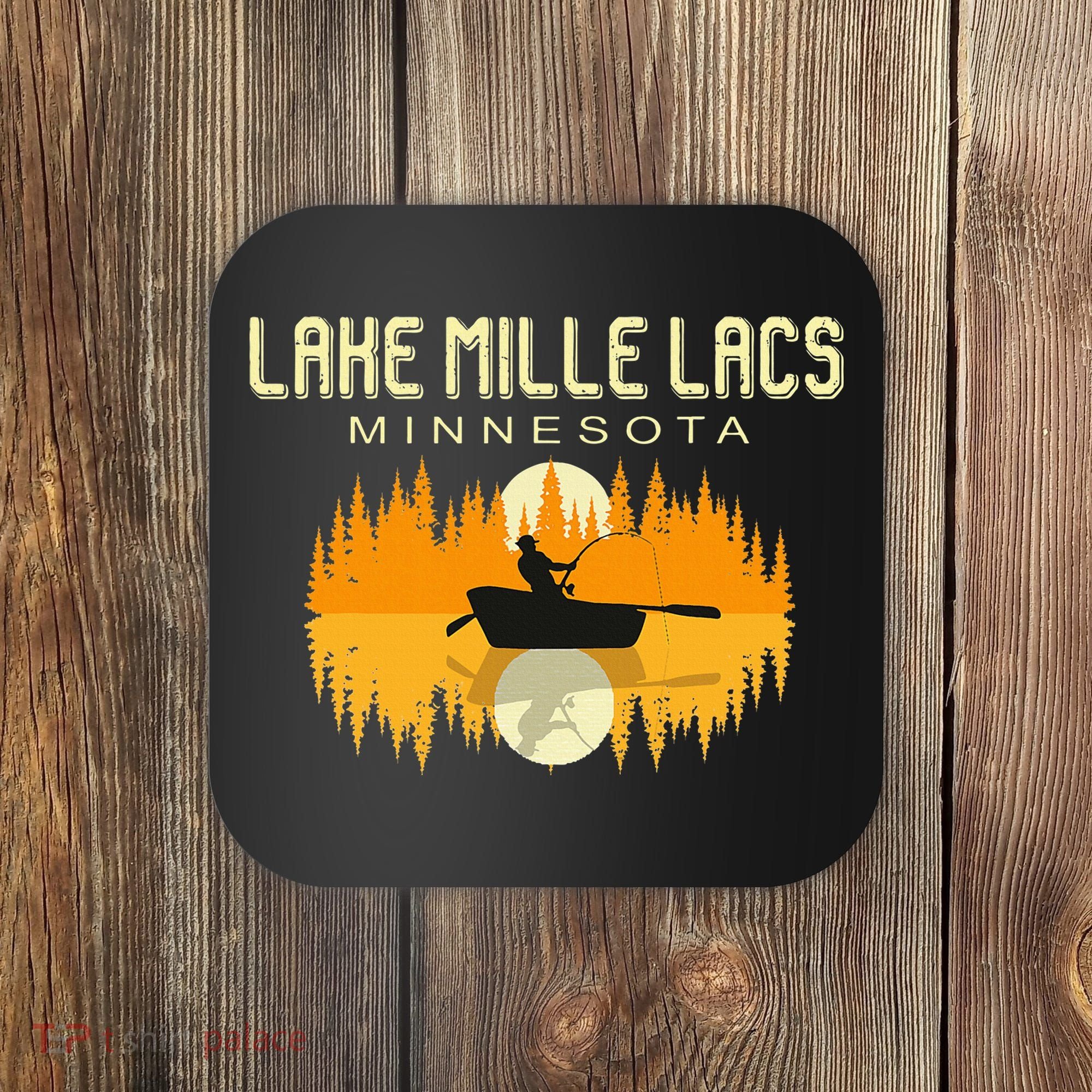 Lake Mille Lacs Minnesota Usa Fishing 80s Coaster