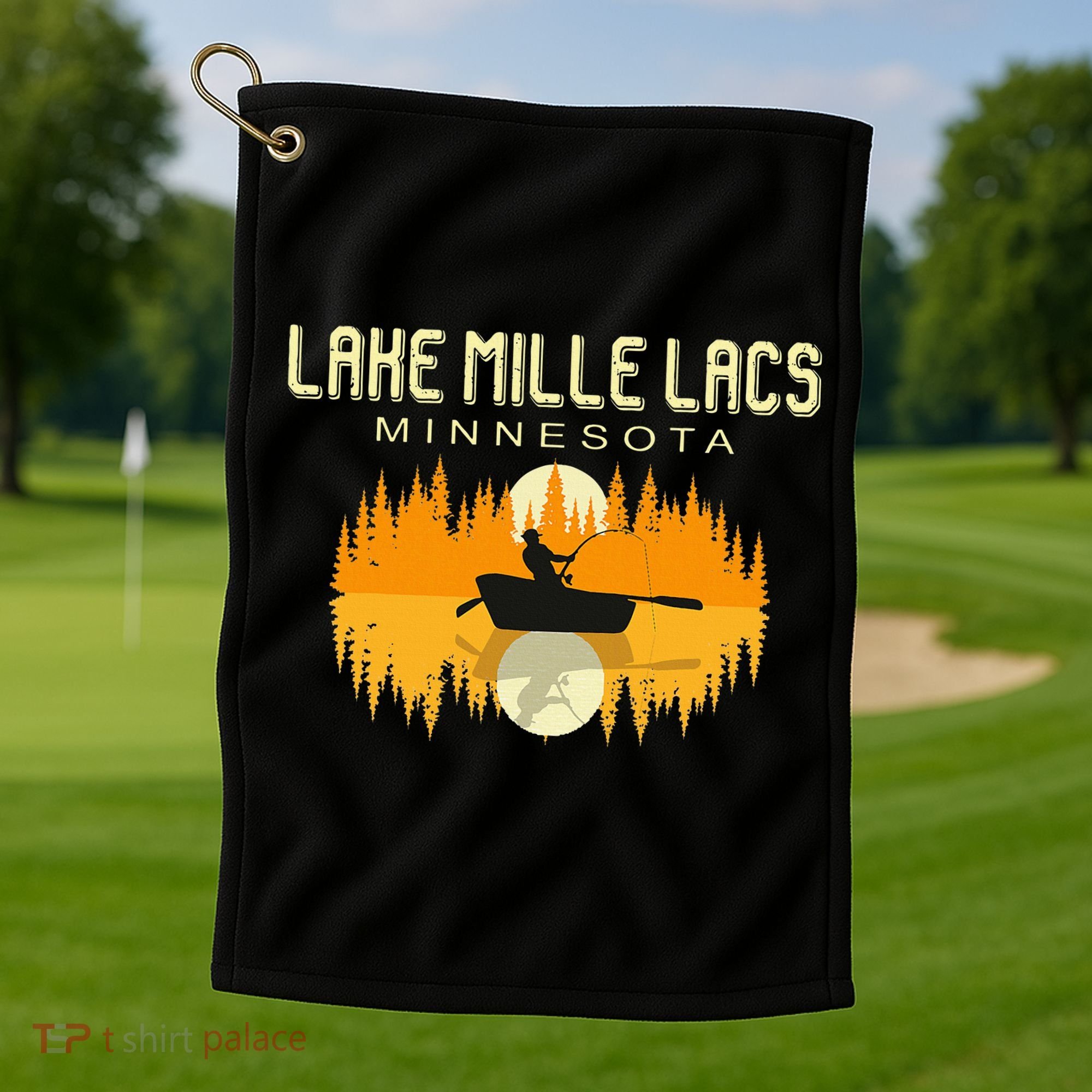 Lake Mille Lacs Minnesota Usa Fishing 80s Golf Towel