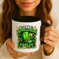 Leprechauns Made Me Do It St Patricks Day Shamrock Coffee Mug thumb 3