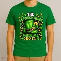 Leprechauns Made Me Do It St Patricks Day Shamrock T-Shirt thumb 3