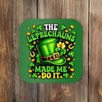 Leprechauns Made Me Do It St Patricks Day Shamrock Coaster thumb 0