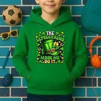 Leprechauns Made Me Do It St Patricks Day Shamrock Kids Hoodie thumb 2