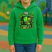 Leprechauns Made Me Do It St Patricks Day Shamrock Kids Hoodie thumb 3