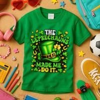 Leprechauns Made Me Do It St Patricks Day Shamrock Kids T-Shirt thumb 3