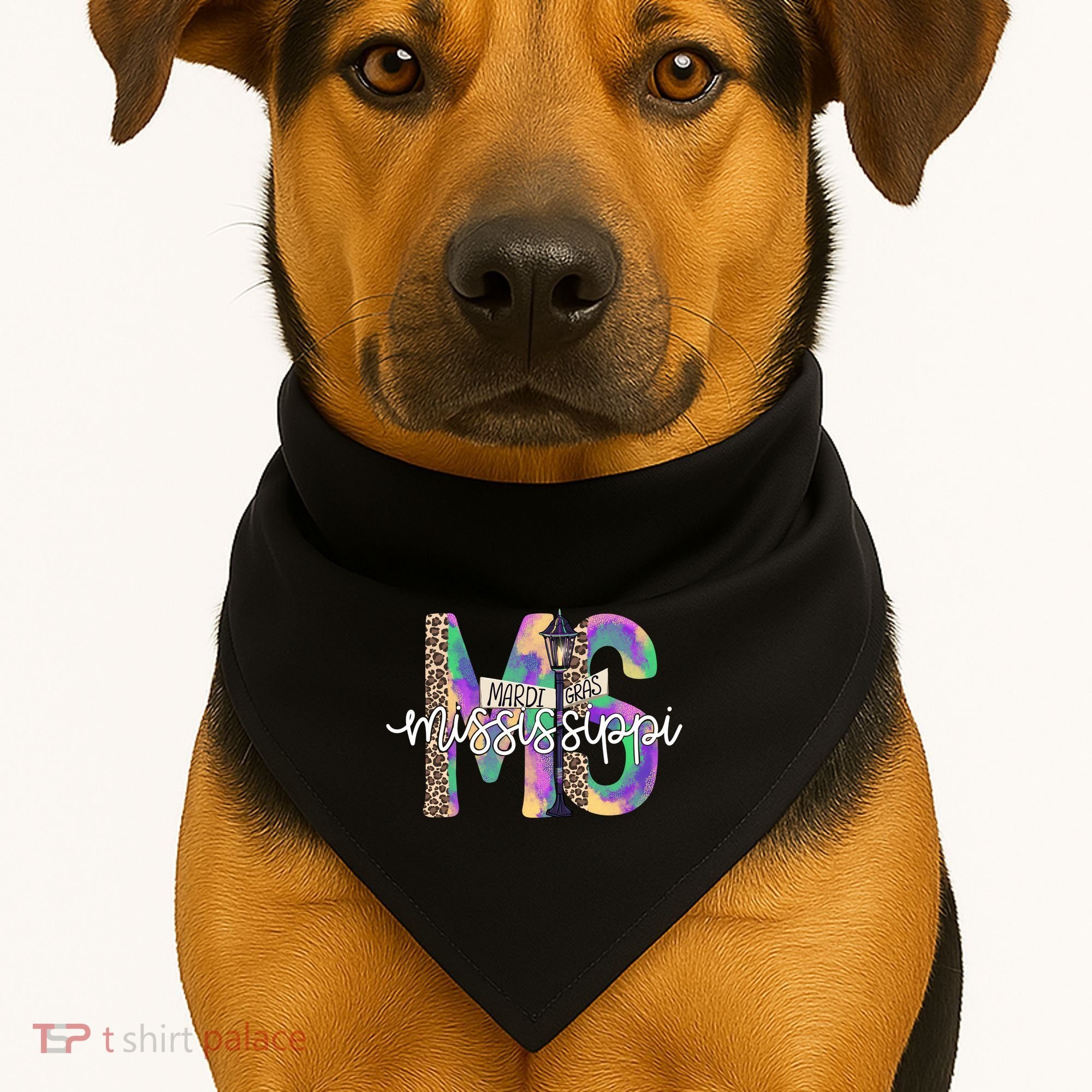 Leopard Mississippi Ms Mardi Gras USA-Made Doggie Bandana