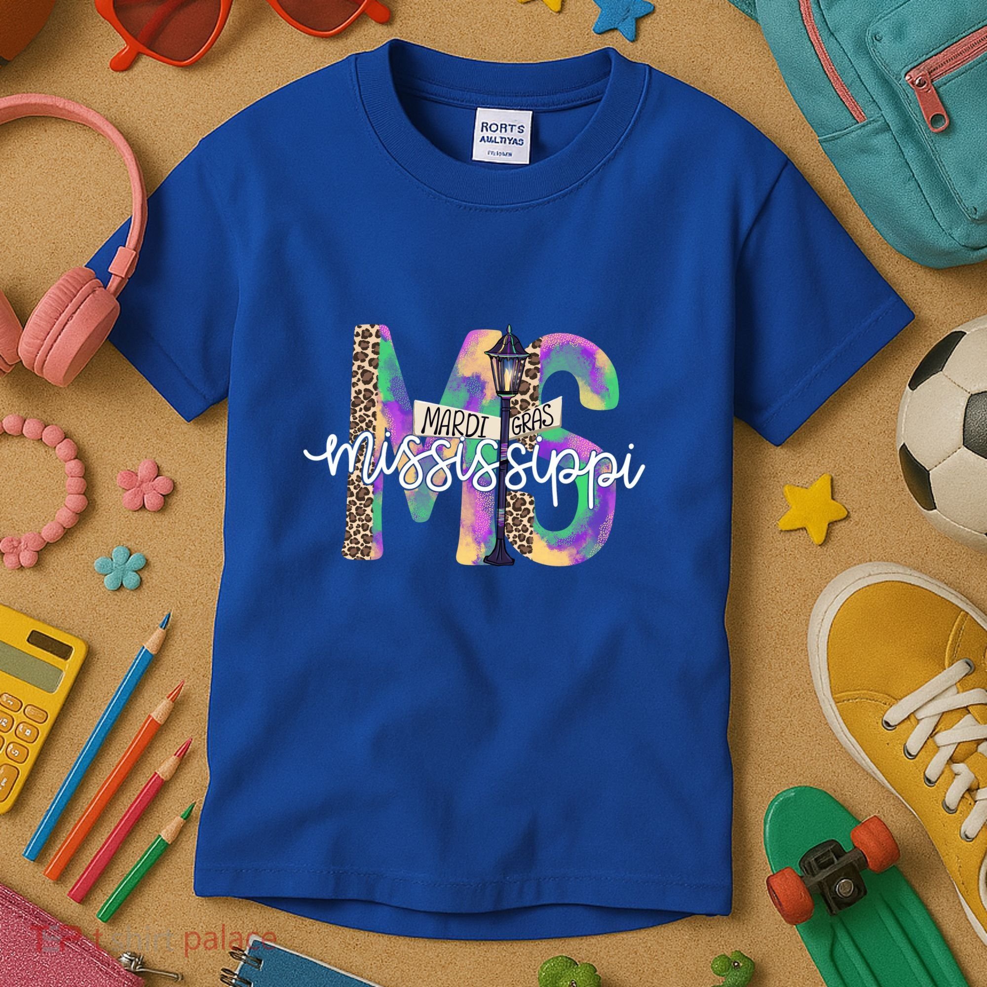 Leopard Mississippi Ms Mardi Gras Kids T-Shirt
