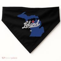 Leland Michigan MI Map USA-Made Doggie Bandana thumb 0