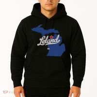 Leland Michigan MI Map Hoodie thumb 2