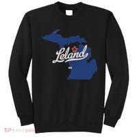 Leland Michigan MI Map Sweatshirt thumb 0