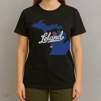 Leland Michigan MI Map T-Shirt thumb 4