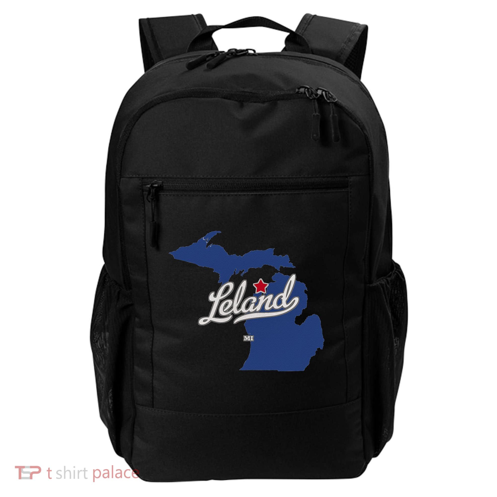 Leland Michigan MI Map Backpack