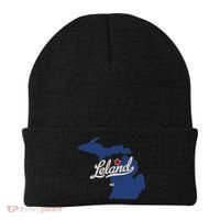 Leland Michigan MI Map Beanie thumb 0