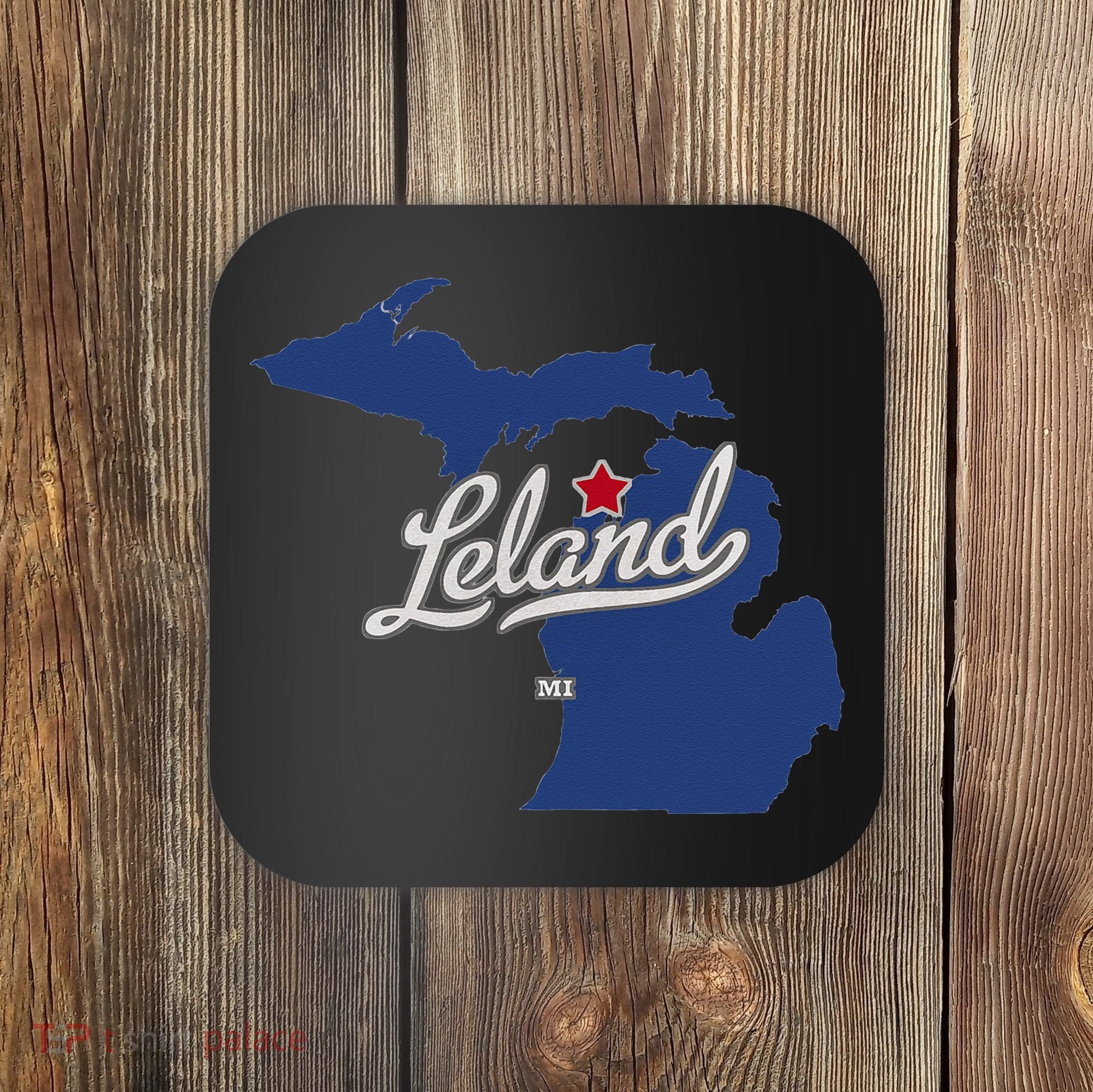Leland Michigan MI Map Coaster