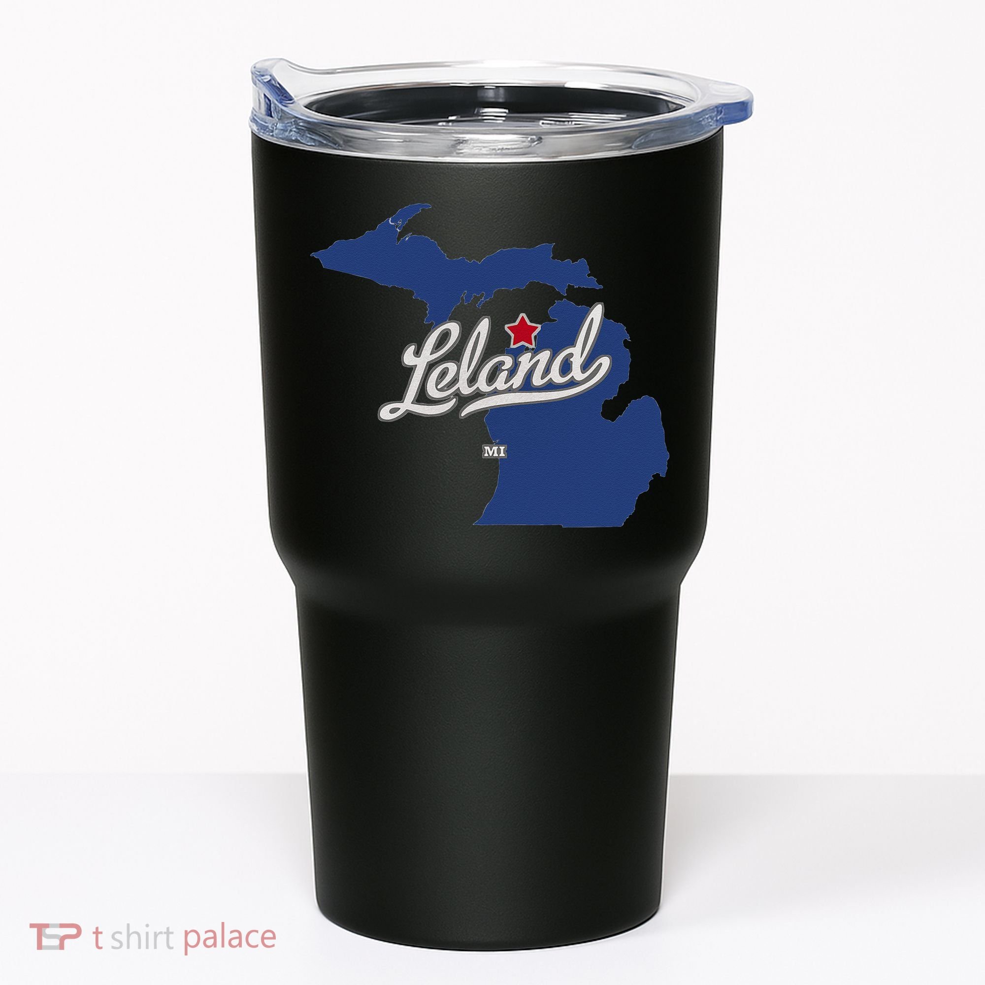 Leland Michigan MI Map Tumbler