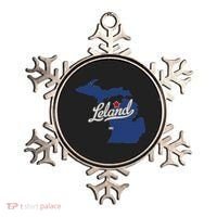 Leland Michigan MI Map Ornament thumb 0