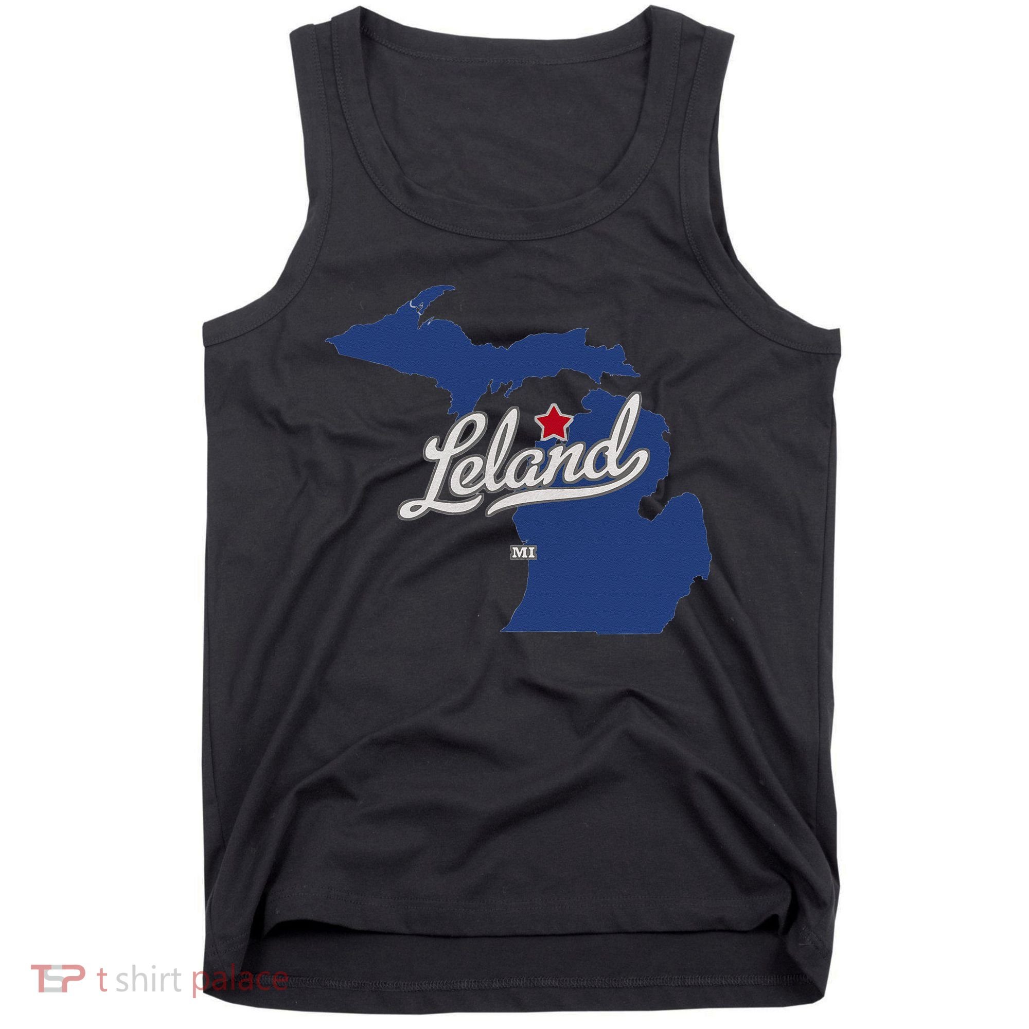 Leland Michigan MI Map Tank Top