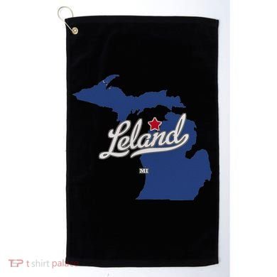 Leland Michigan MI Map Golf Towel