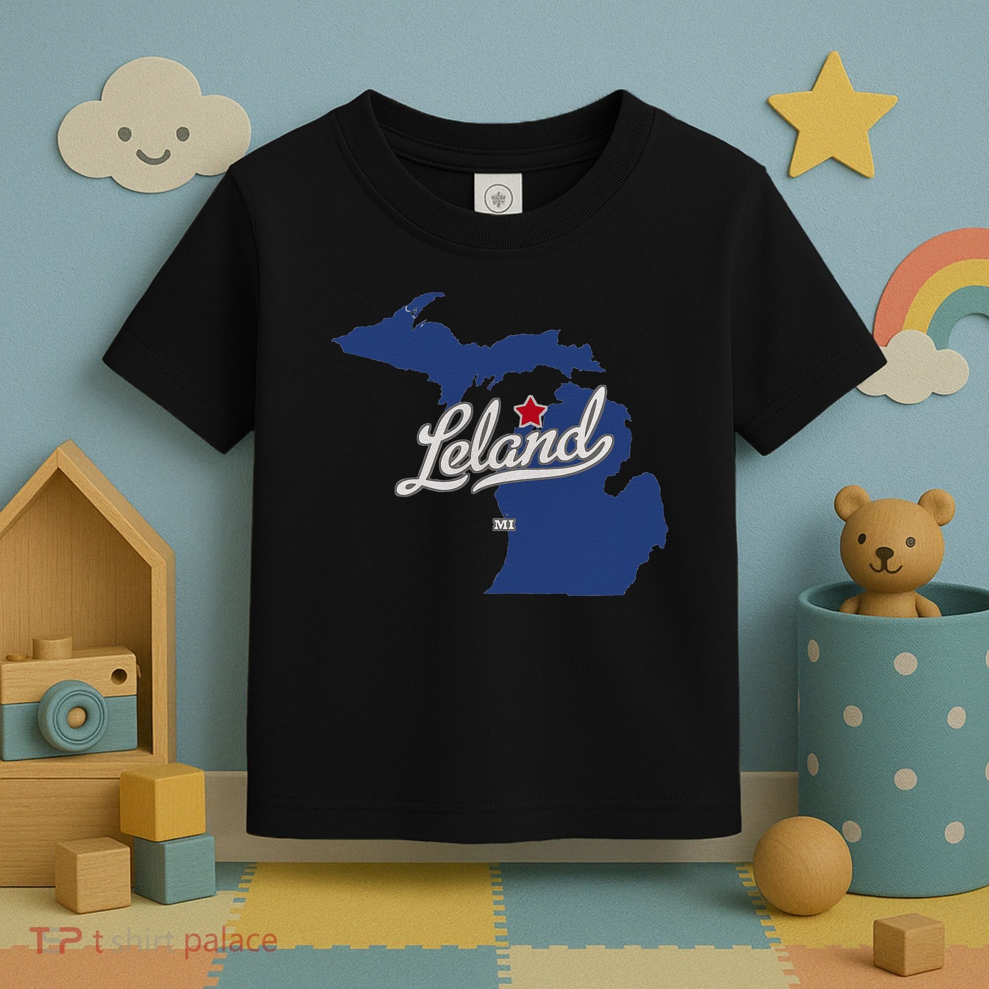 Leland Michigan MI Map Toddler T-Shirt