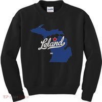 Leland Michigan MI Map Kids Sweatshirt thumb 0
