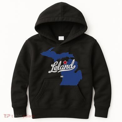 Leland Michigan MI Map Kids Hoodie