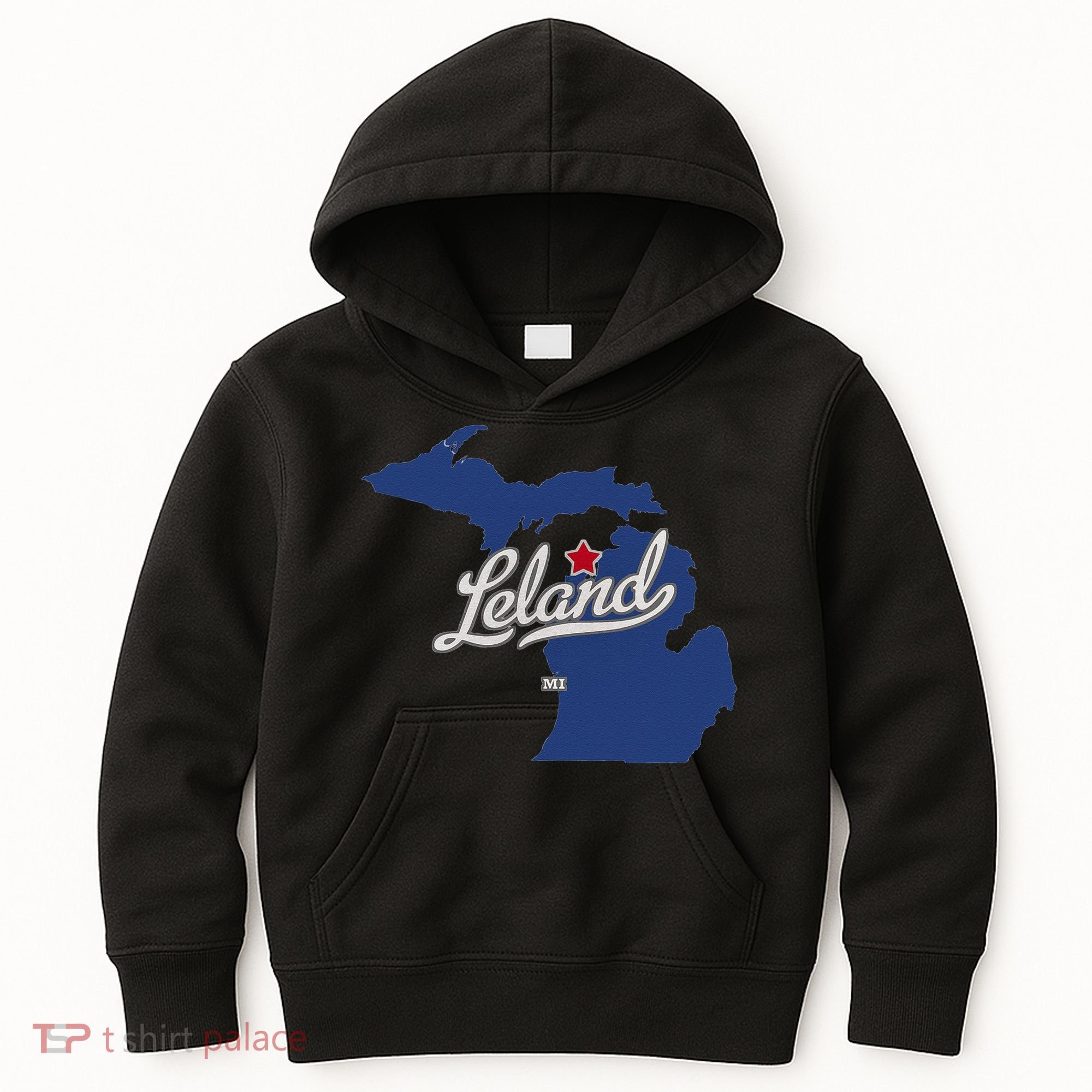 Leland Michigan MI Map Kids Hoodie