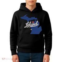 Leland Michigan MI Map Kids Hoodie thumb 4