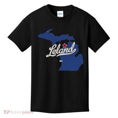 Leland Michigan MI Map Kids T-Shirt