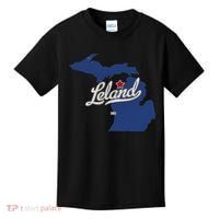 Leland Michigan MI Map Kids T-Shirt thumb 0