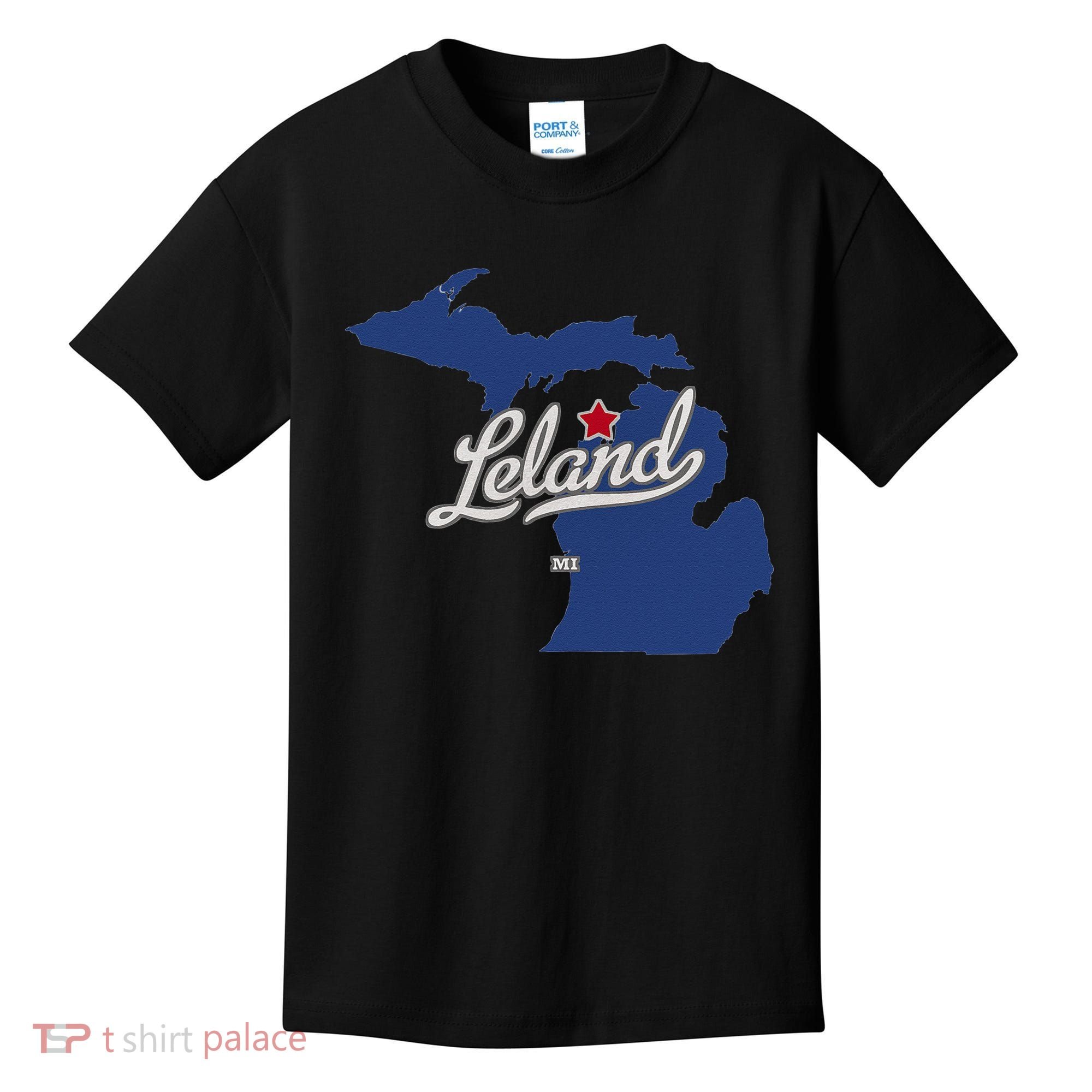 Leland Michigan MI Map Kids T-Shirt