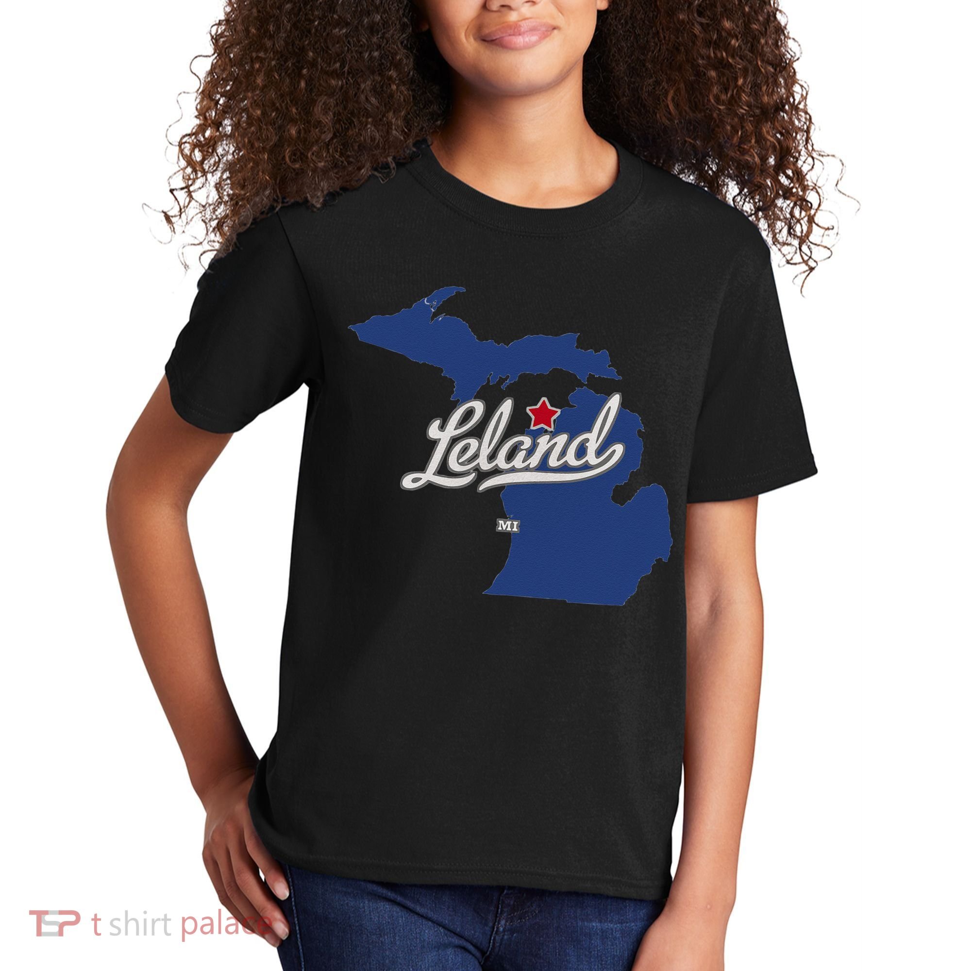 Leland Michigan MI Map Kids T-Shirt