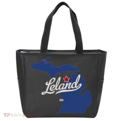 Leland Michigan MI Map Tote Bag
