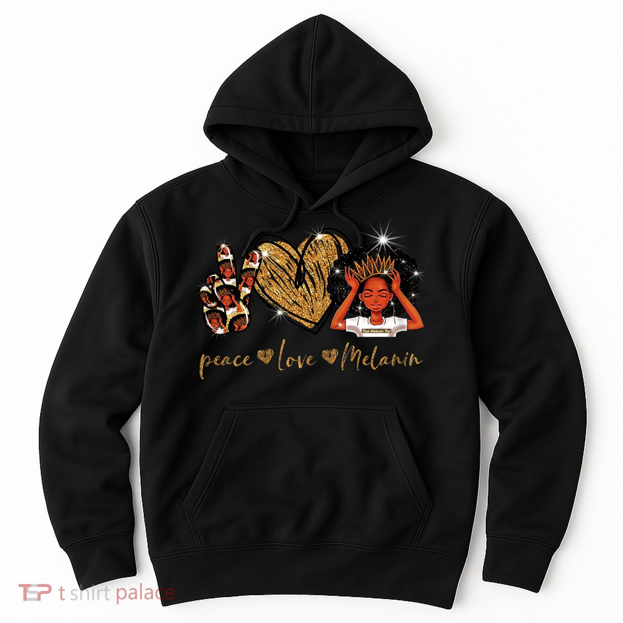 Love My Melanin Gift Black Owned Business Peace Love Melanin Gift Hoodie