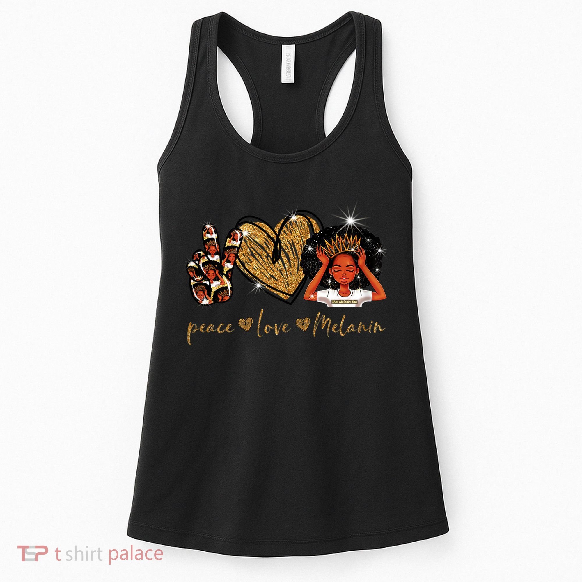 Love My Melanin Gift Black Owned Business Peace Love Melanin Gift Women's Tank Top