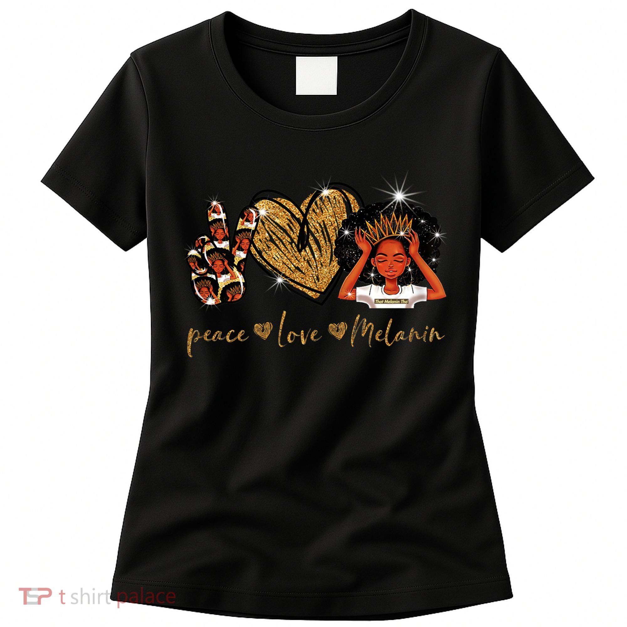Love My Melanin Gift Black Owned Business Peace Love Melanin Gift Women's T-Shirt
