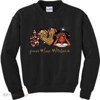 Love My Melanin Gift Black Owned Business Peace Love Melanin Gift Kids Sweatshirt thumb 0