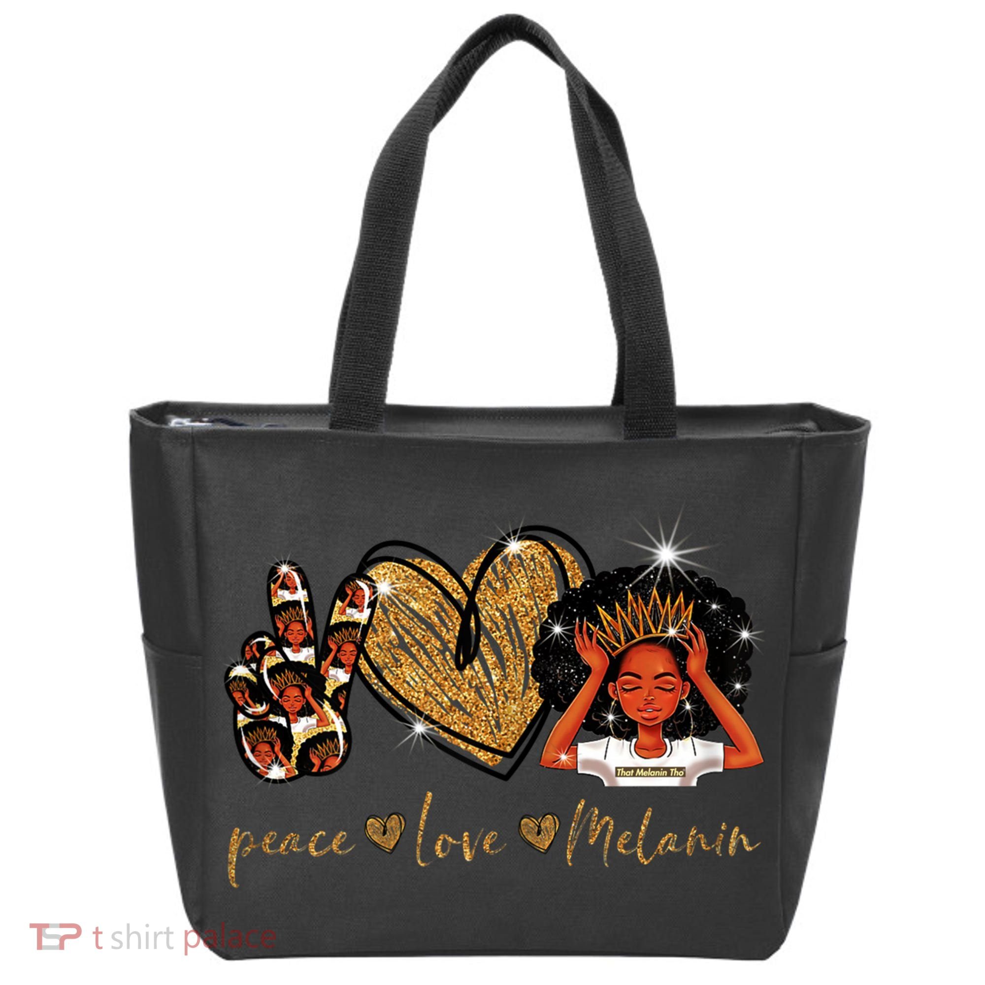 Love My Melanin Gift Black Owned Business Peace Love Melanin Gift Tote Bag