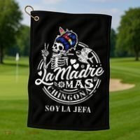 La Madre Mas Chingona Soy La Jefa Skeleton Lover Golf Towel thumb 1