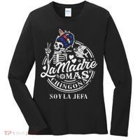 La Madre Mas Chingona Soy La Jefa Skeleton Lover Women's Long Sleeve Shirt thumb 0