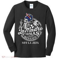 La Madre Mas Chingona Soy La Jefa Skeleton Lover Kids Long Sleeve Shirt thumb 0