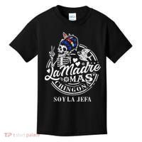 La Madre Mas Chingona Soy La Jefa Skeleton Lover Kids T-Shirt thumb 0