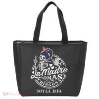 La Madre Mas Chingona Soy La Jefa Skeleton Lover Tote Bag thumb 0