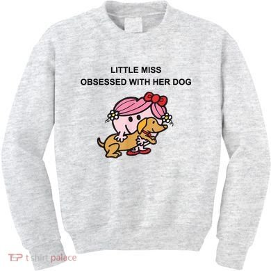 Little Miss Obsessed With Her Dog Funny Design Kids Sweatshirt