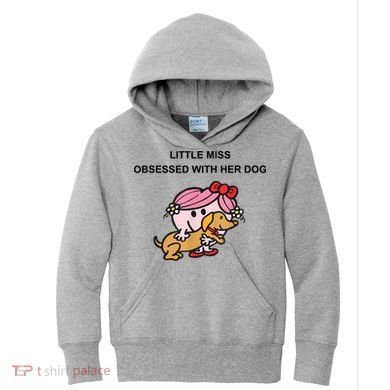 Little Miss Obsessed With Her Dog Funny Design Kids Hoodie