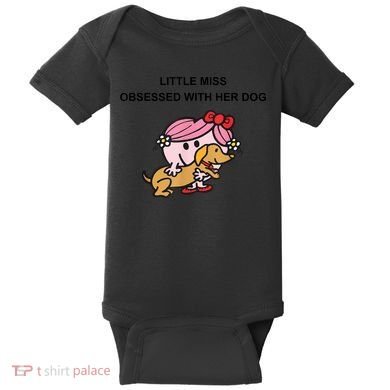 Little Miss Obsessed With Her Dog Funny Design Baby Bodysuit
