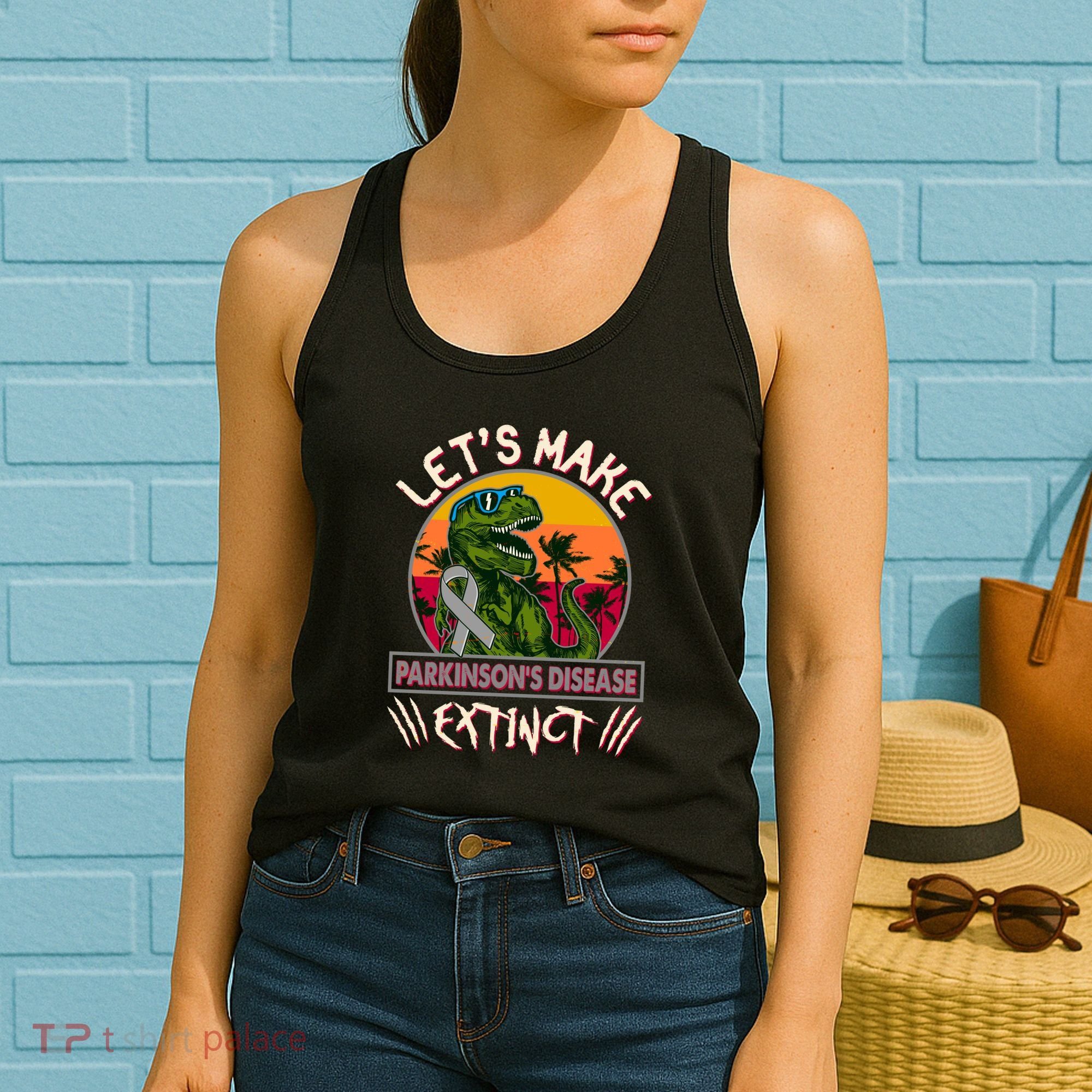 Let's Make Parkinson's Disease Extinct TRex Dinosaur Women's Tank Top