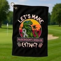 Let's Make Parkinson's Disease Extinct TRex Dinosaur Golf Towel thumb 1