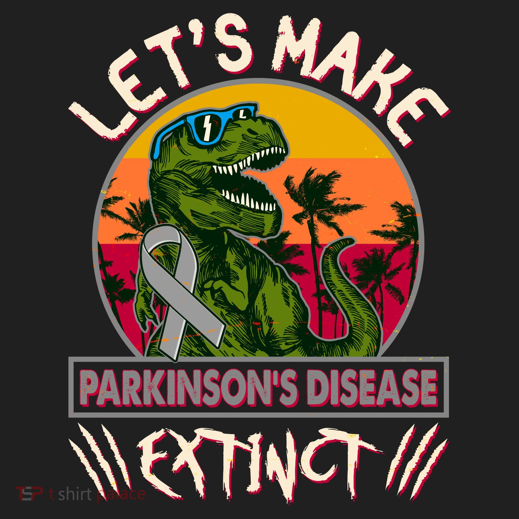 Let's Make Parkinson's Disease Extinct TRex Dinosaur Golf Towel