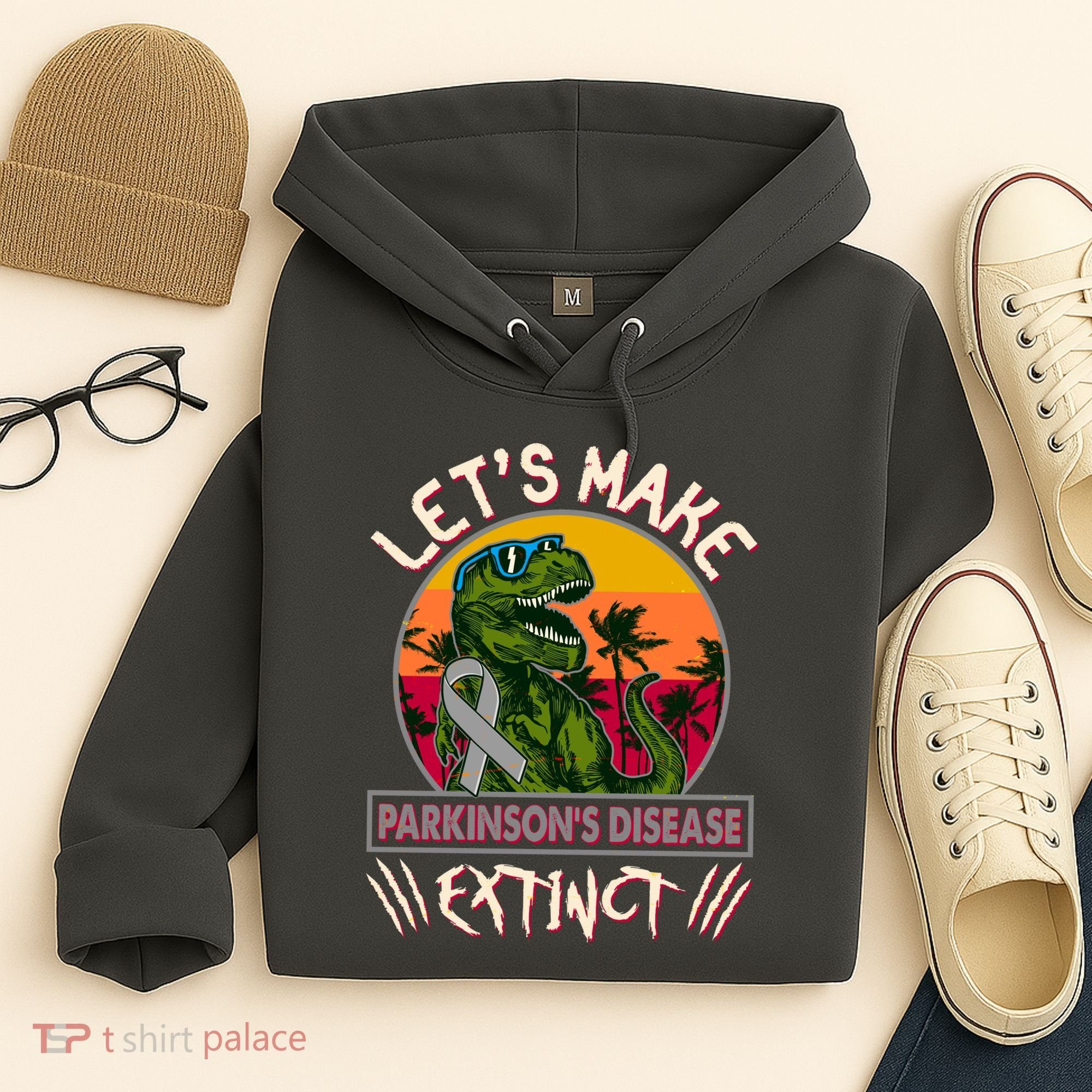 Let's Make Parkinson's Disease Extinct TRex Dinosaur Hoodie