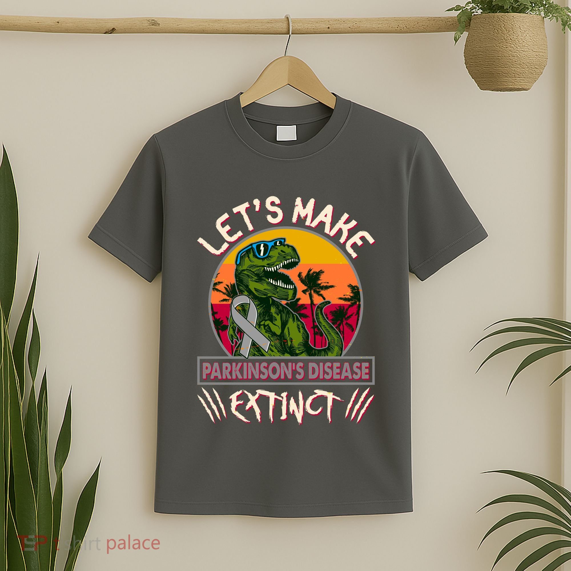 Let's Make Parkinson's Disease Extinct TRex Dinosaur T-Shirt