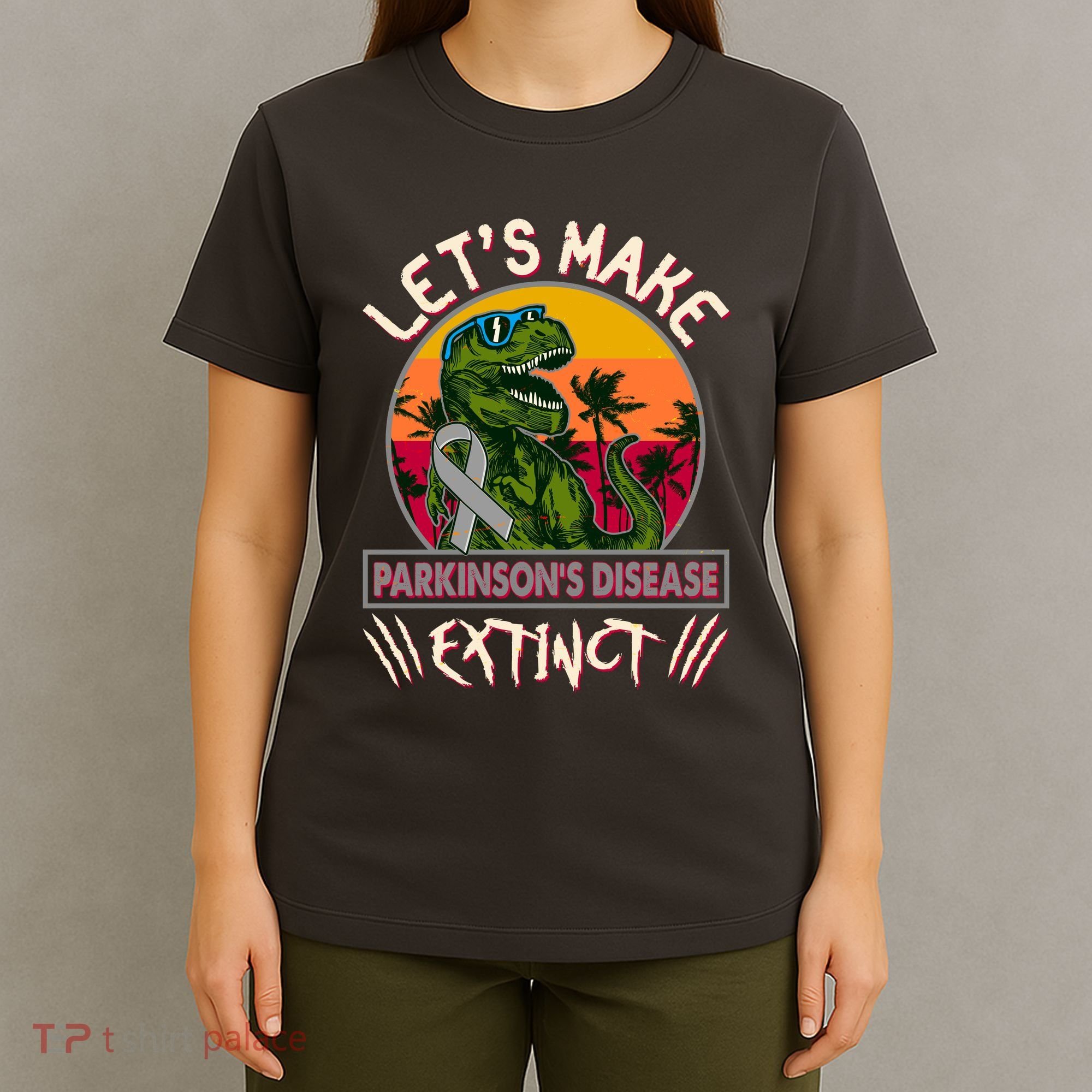 Let's Make Parkinson's Disease Extinct TRex Dinosaur T-Shirt